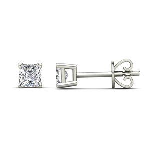 0.20Ct Princess Cut Natural Diamond Stud Earrings For Women In  Gold brand new